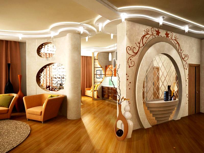 Дизайн интерьера: межкомнатные арки из гипсокартона, фото