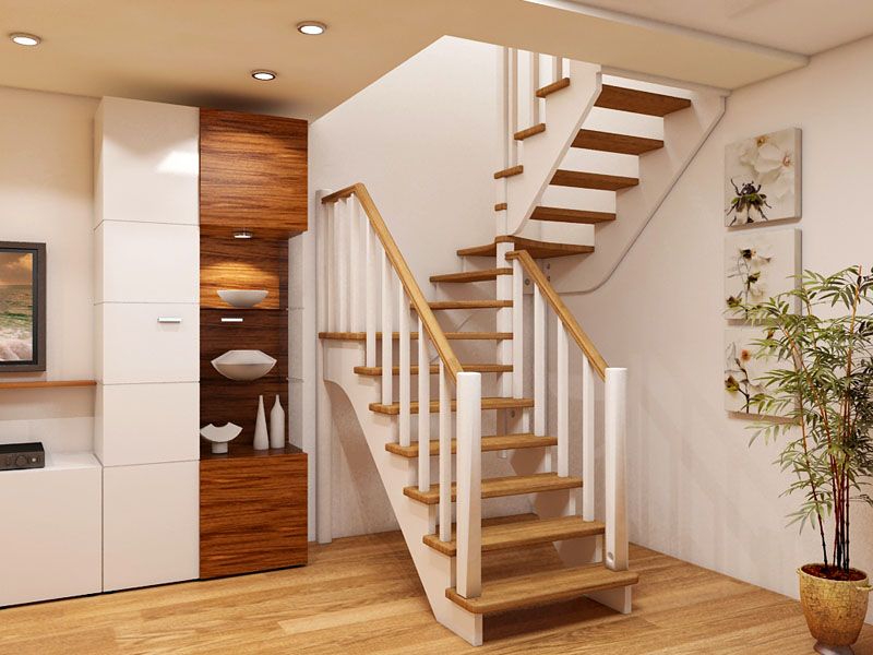 Дизайн деревянной лестницы в частном доме на второй этаж